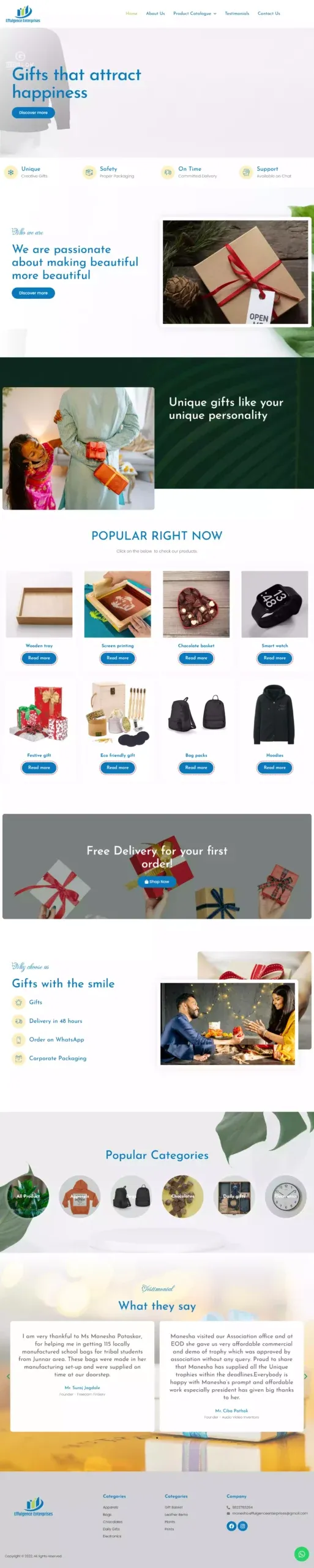 Effulgence Gifts website