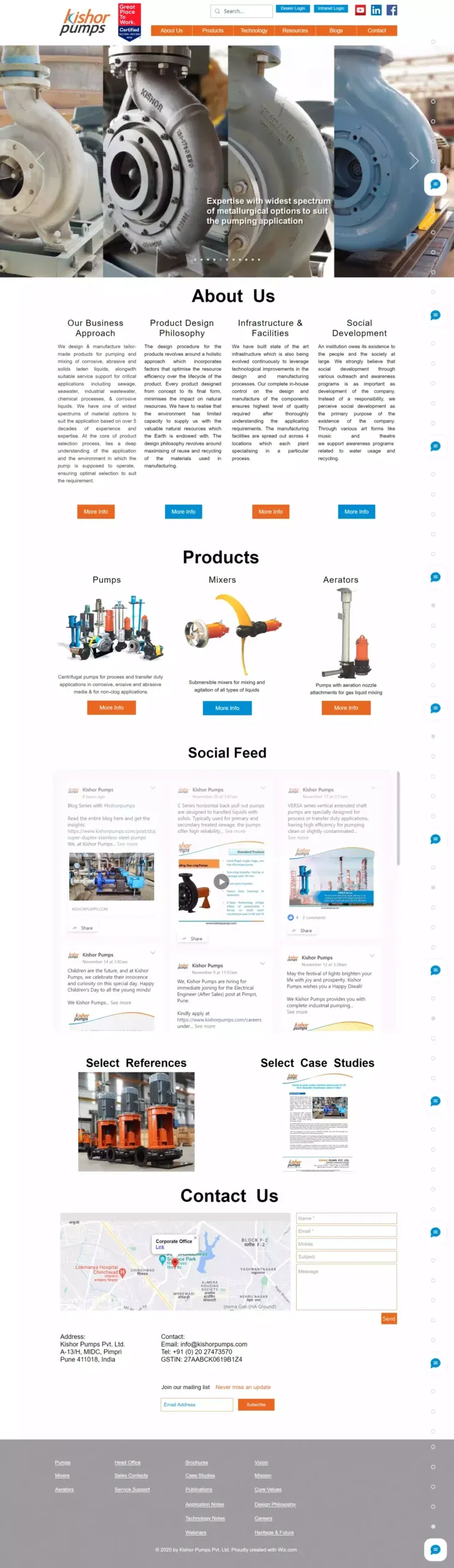 Kishor Pumps website