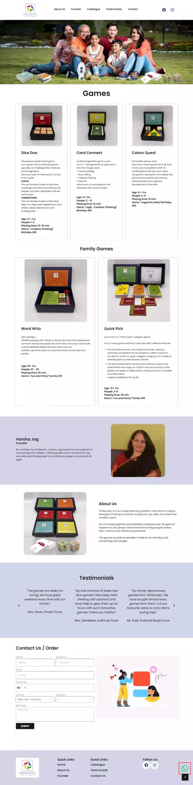 Thinkmatic Games website